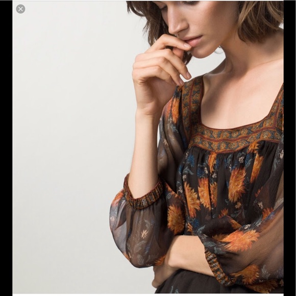 NWT Massimo Dutti M peasant dress floral BOHO - Picture 4 of 8